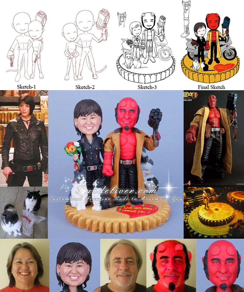 Hellboy and Liz Wedding Cake Toppers 